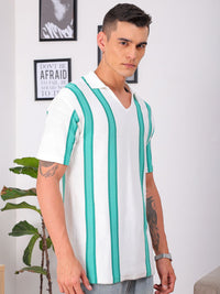 The Indian Garage Co Men Relaxed Fit Striped Flat Knit Polo Resortwear Shirt