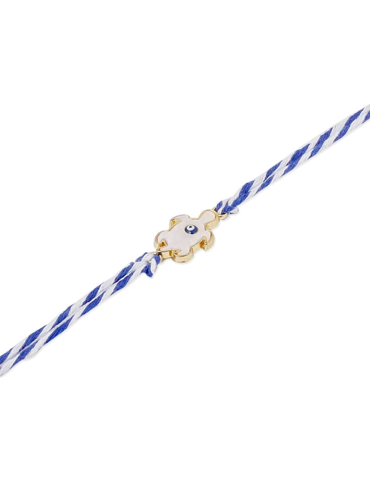 NVR Unisex Blue Evil Eye Thread Rakhi with Roli Chawal Chandan Mishri