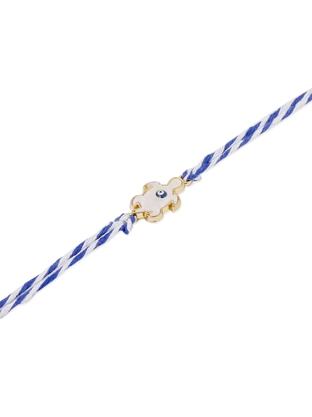 NVR Unisex Blue Evil Eye Thread Rakhi with Roli Chawal Chandan Mishri