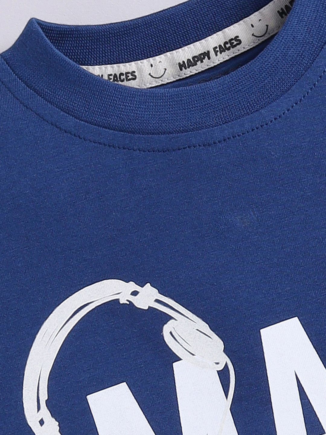 Happy Faces Boys Typography Printed Pure Cotton T-shirt