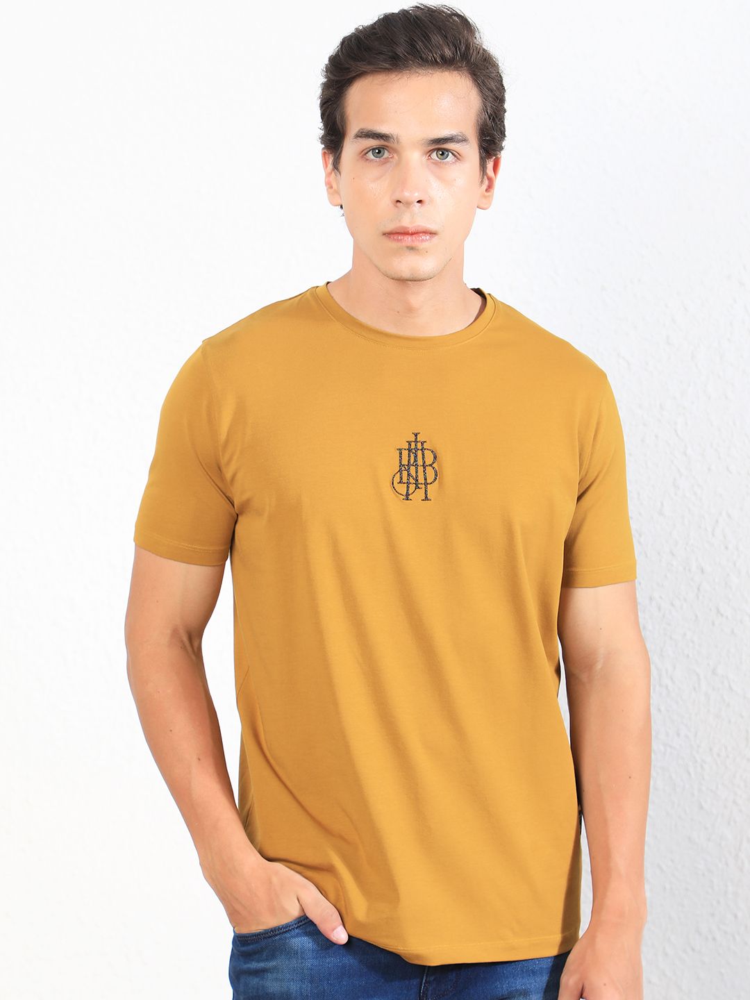 RARE RABBIT Men Rings-4 Slim Fit Solid Polo Collar T-Shirt