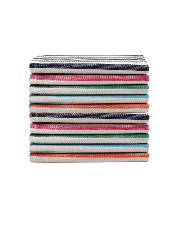 KLOTTHE Set Of 10 Striped Cotton 300 GSM Hand Towels