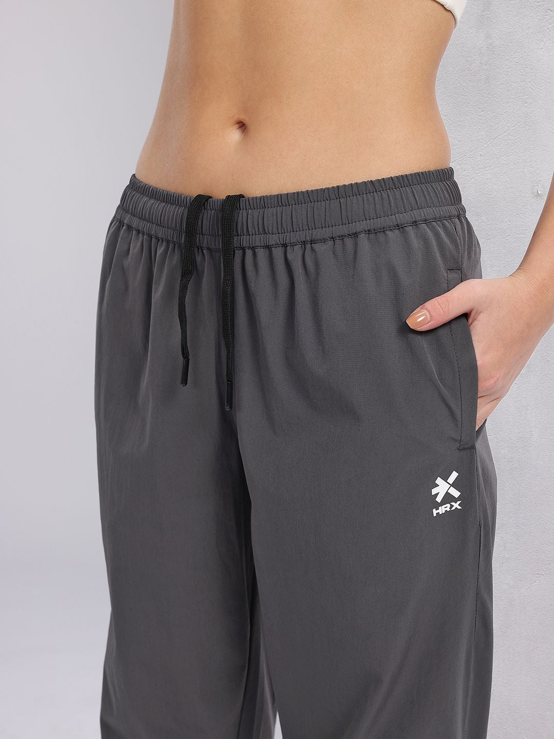 HRX by Hrithik Roshan Women Mid-Rise Rapid-Dry Training Track Pants with Toggle Hem