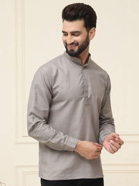 SOJANYA Men Grey Thread Work Kurta