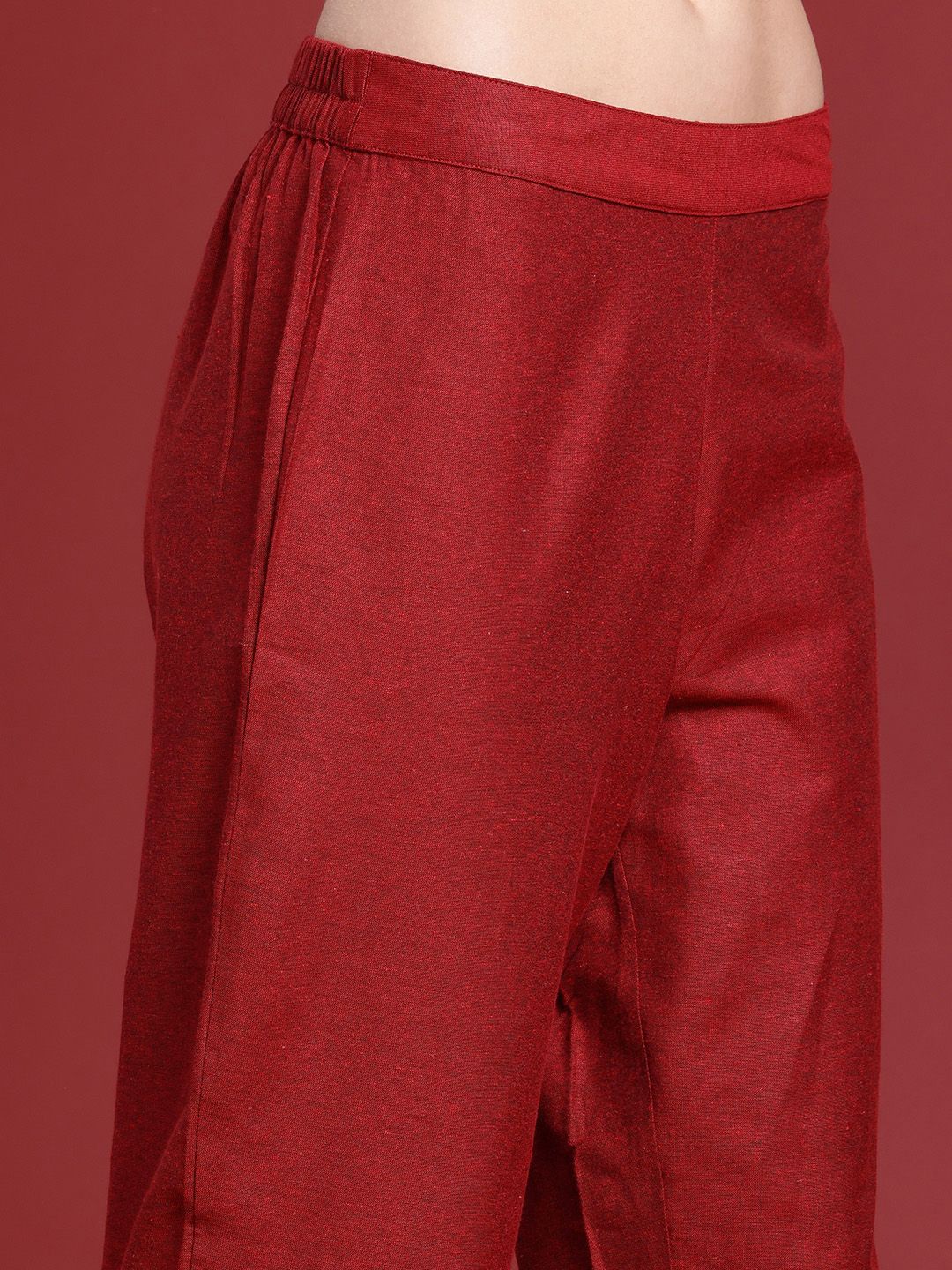 Anouk Women Woven Design A-Line Kurta With Trousers & Printed Dupatta