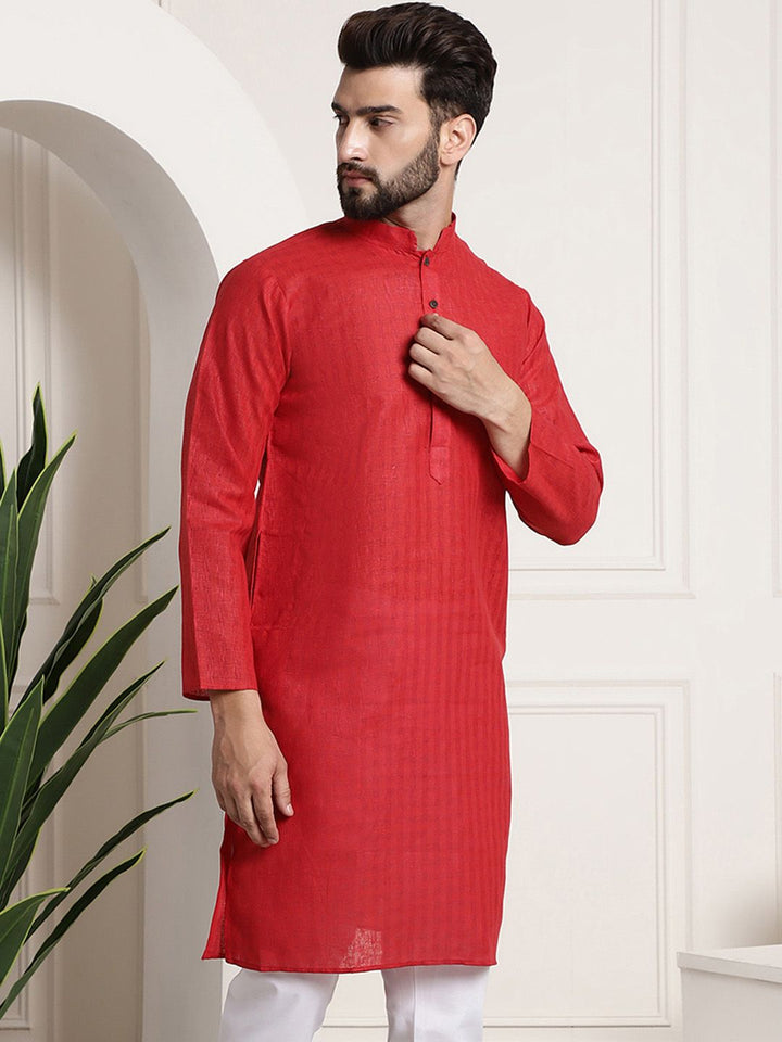 SOJANYA Checked Mandarin Collar Long Sleeves Straight Kurta