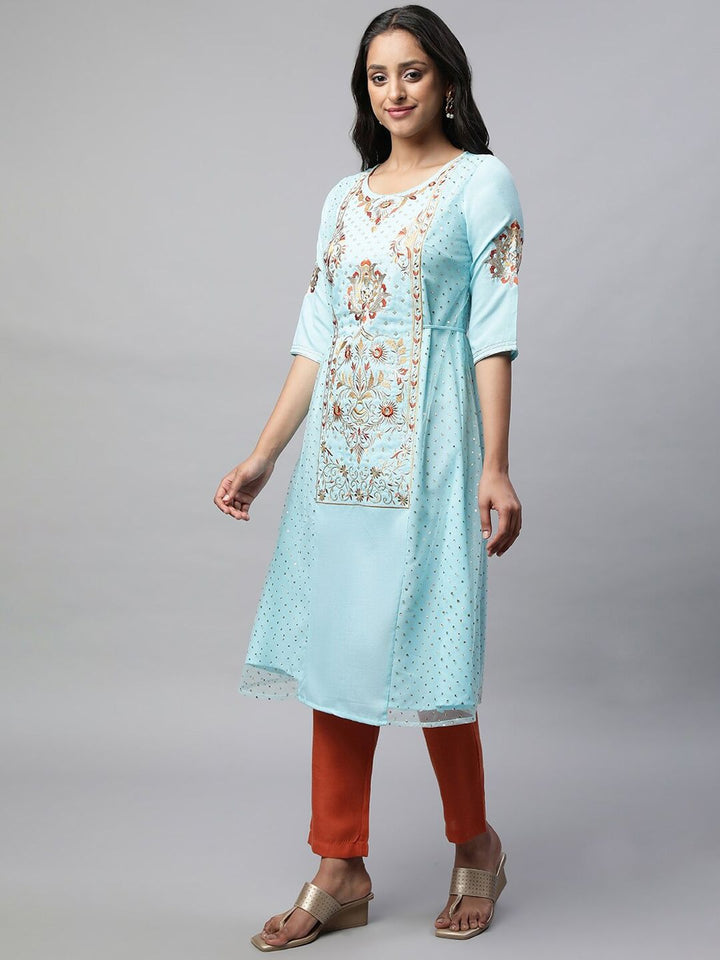 AURELIA Ethnic Motifs Embroidered Sequinned Kurta with Trousers & Dupatta