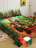 Myntra Elegant Homes Multicoloured 400 TC King Bedsheet with 2 Pillow Covers