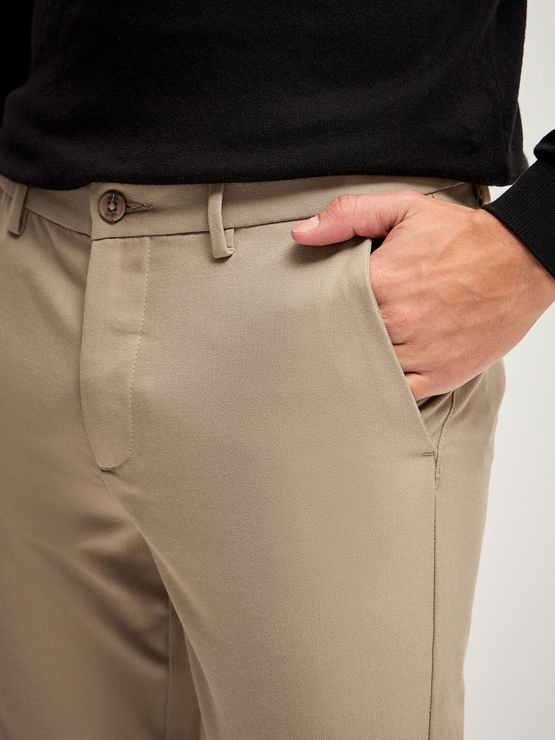 THE BEAR HOUSE Men Solid 4 Way Stretch Slim Fit Formal Trouser