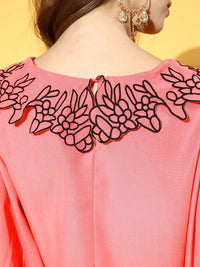 SASSAFRAS Pretty Pink Solid Zoom Friendly Collar Top