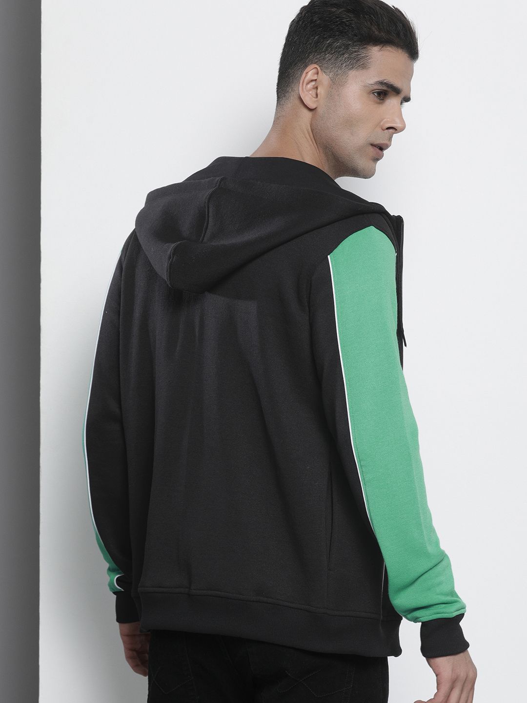 The Indian Garage Co Men Black Embroidered Hooded Sweatshirt