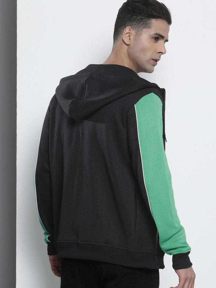 The Indian Garage Co Men Black Embroidered Hooded Sweatshirt