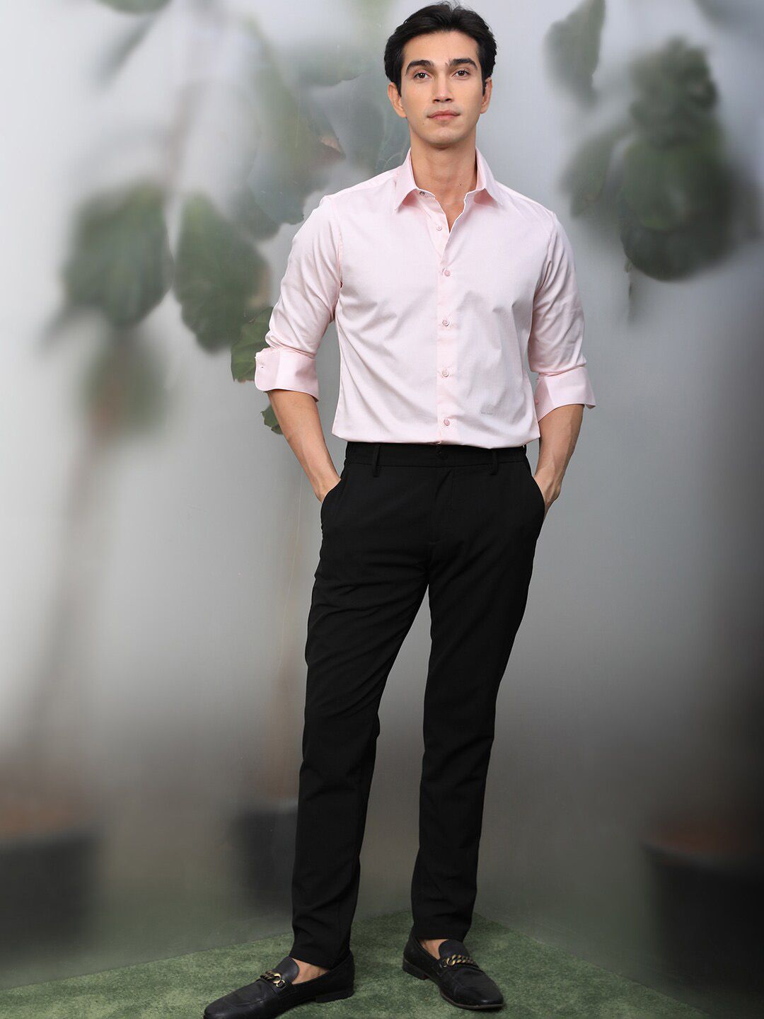 RARE RABBIT Men Melton Slim Fit Cotton Shirt