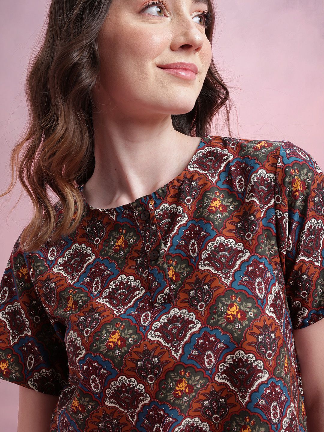 DressBerry Ethnic Motifs Print Top