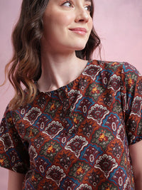 DressBerry Ethnic Motifs Print Top
