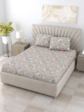 BOMBAY DYEING Florentine Grey Printed Pure Cotton 144 TC Queen Bedsheet Set 2.28 X 2.54 m