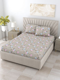 BOMBAY DYEING Florentine Grey Printed Pure Cotton 144 TC Queen Bedsheet Set 2.28 X 2.54 m