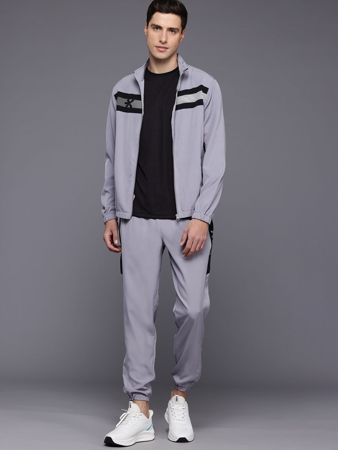 HRX by Hrithik Roshan Striped Rapid-Dry Running Tracksuit