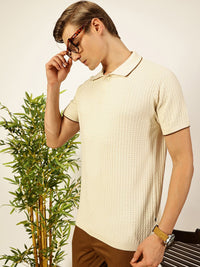 Thomas Scott Men Self Design Regular Fit Knitted Polo T-shirt