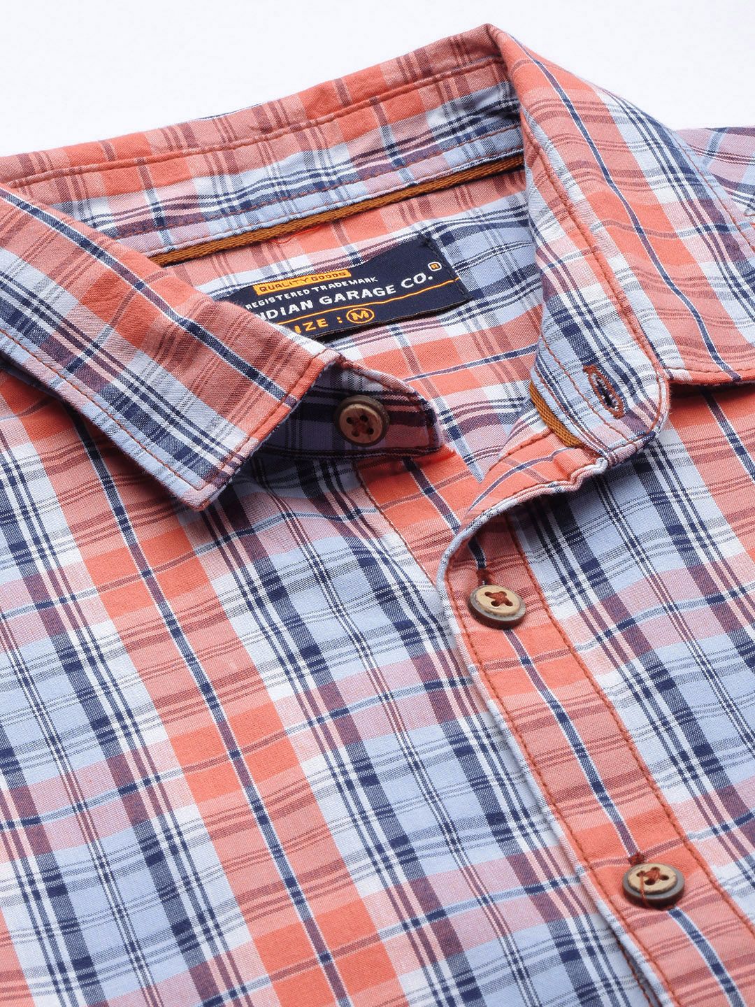 The Indian Garage Co Men Blue Tartan Regular Checks Opaque Checked Casual Shirt