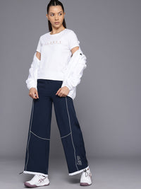 HRX by Hrithik Roshan Women Mid-Rise Lifestyle Track Pants with Toggle Hem