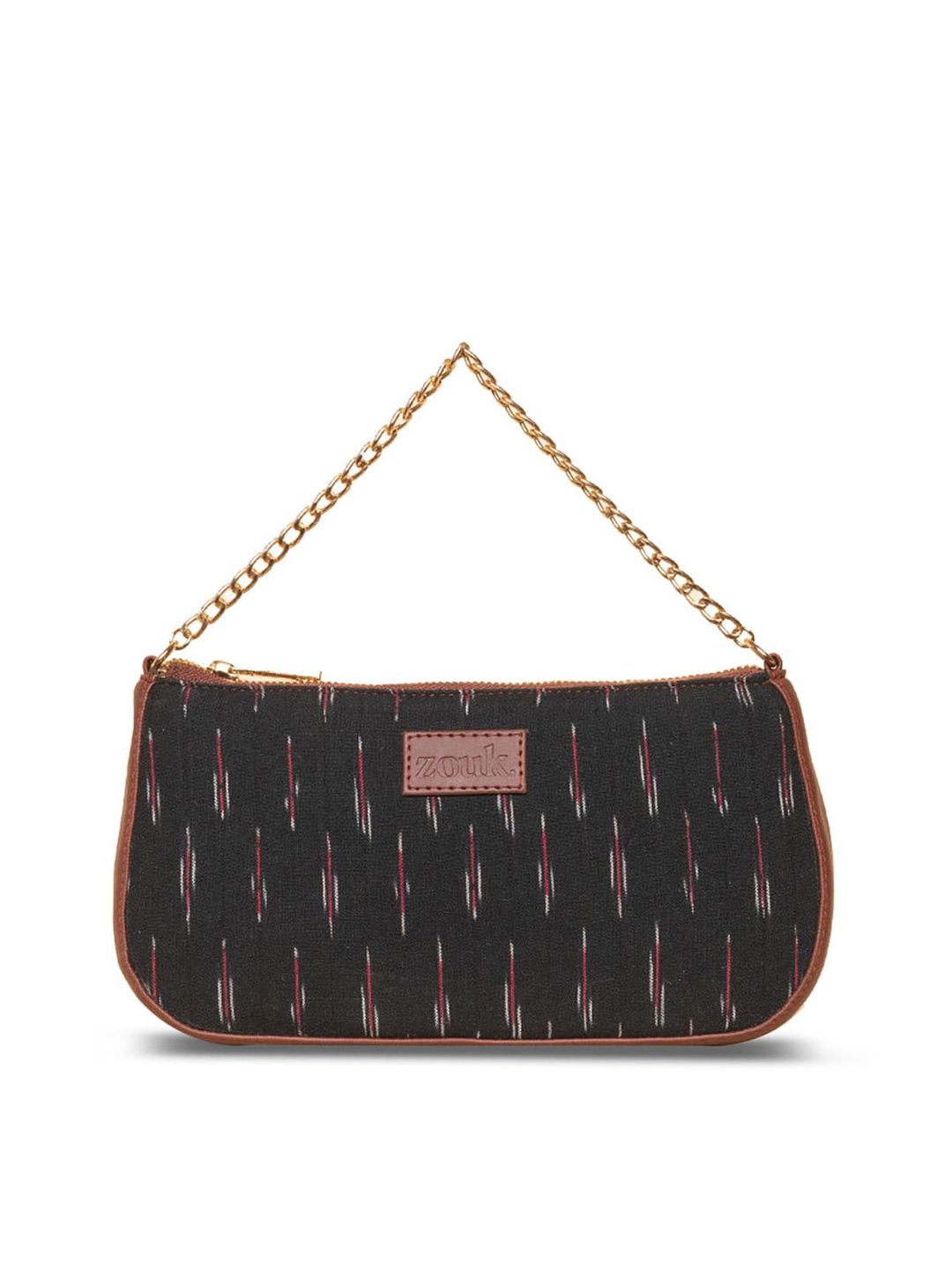 ZOUK Ethnic Motifs Printed Structured Baguette Bag