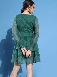 STREET 9 Women Gorgeous Green Polka-Dotted Dress