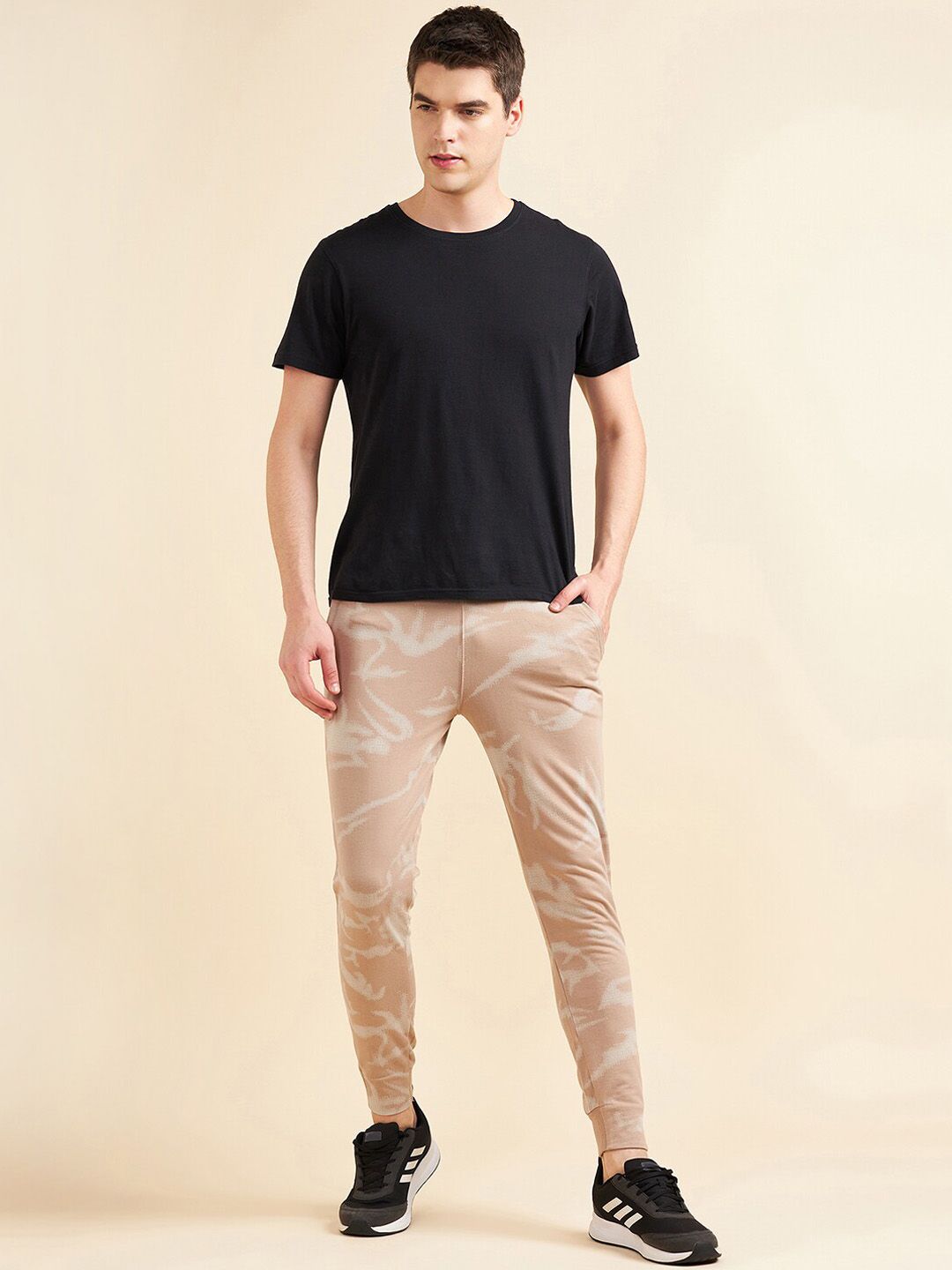 Sweet Dreams Men Mid-Rise Abstract Printed Dry-Fit Casual Cotton Joggers