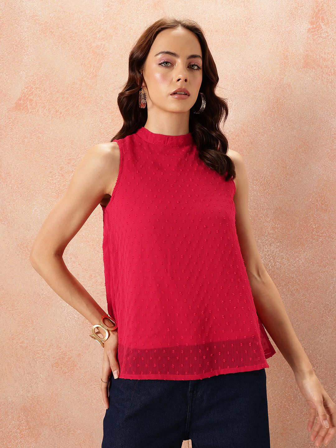 all about you Dobby Textured Sleeveless Top