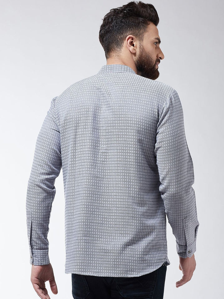 SOJANYA Men Grey Checked Straight Kurta