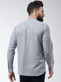 SOJANYA Men Grey Checked Straight Kurta