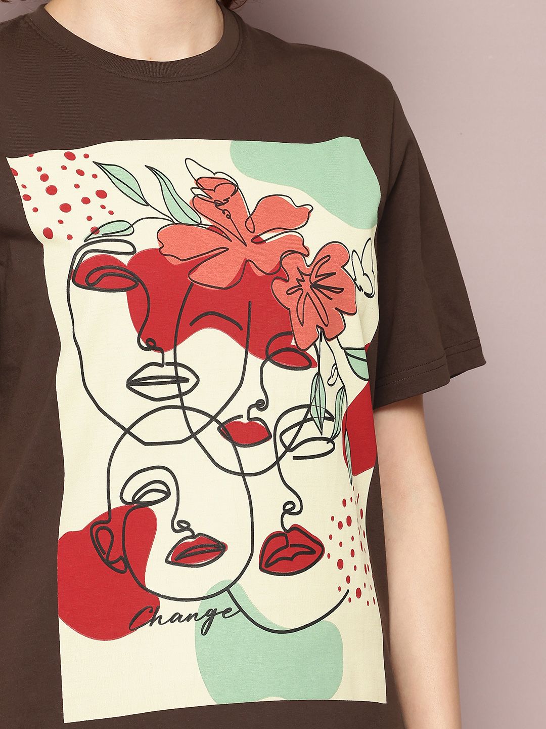 DILLINGER Women Printed Pure Cotton Oversized T-shirt