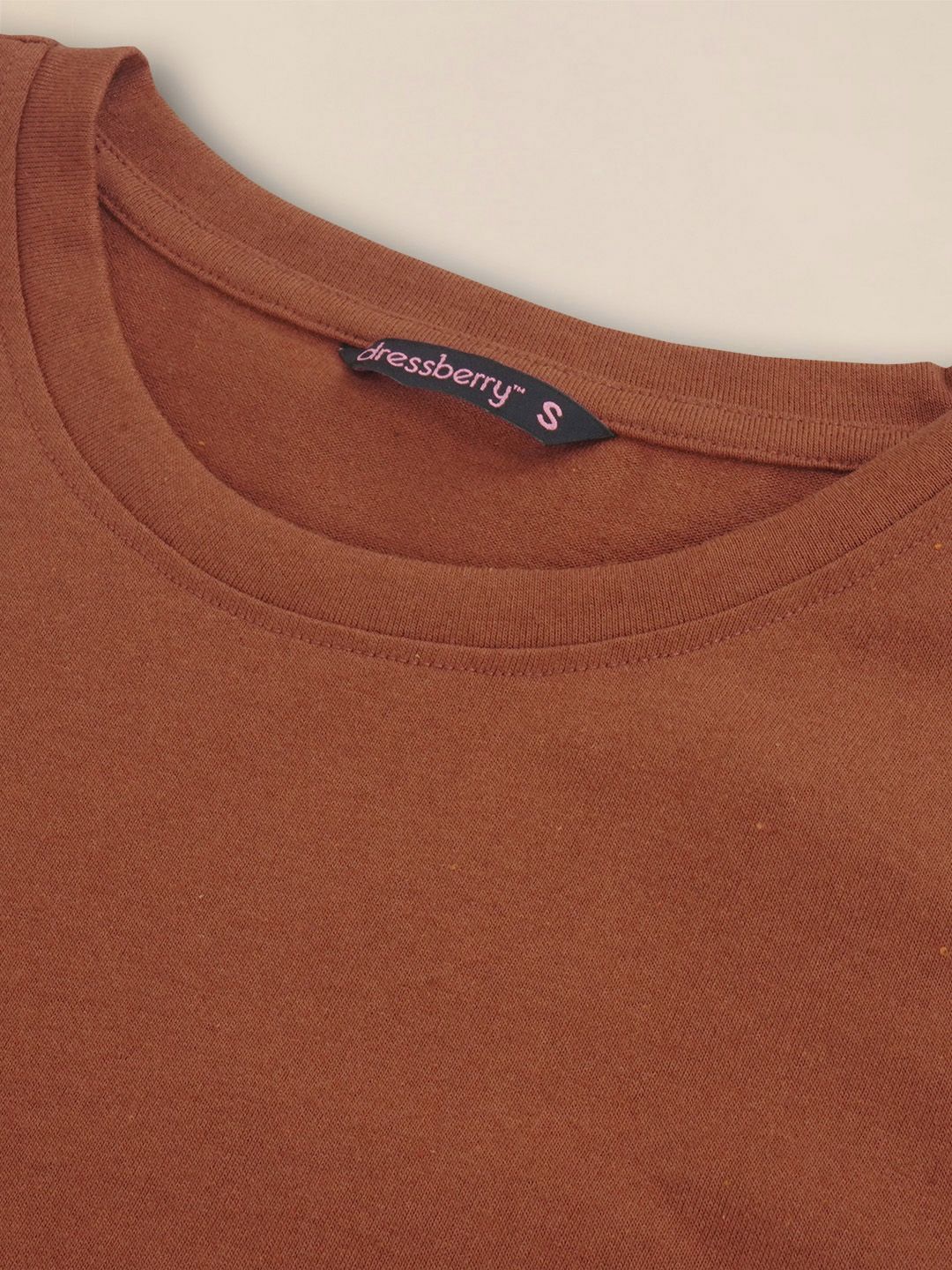 DressBerry Solid Round Neck Casual T-shirt