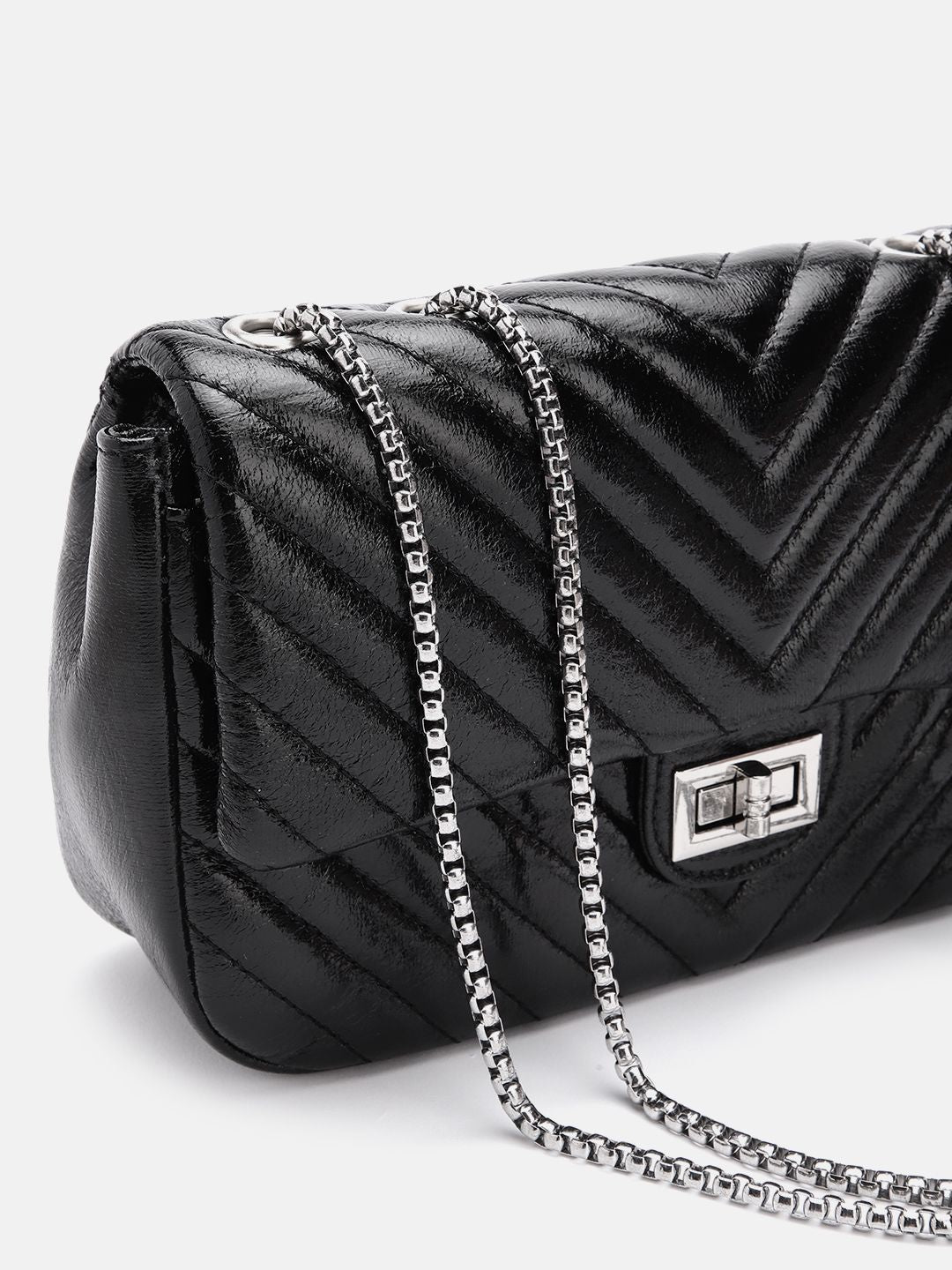 Lino Perros Structured Shoulder Bag with Quilted Detail