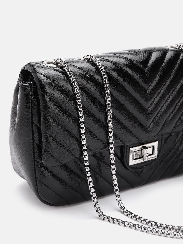 Lino Perros Structured Shoulder Bag with Quilted Detail