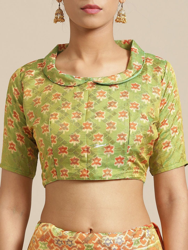 Saree mall Green & Rust Orange Woven Design Saree