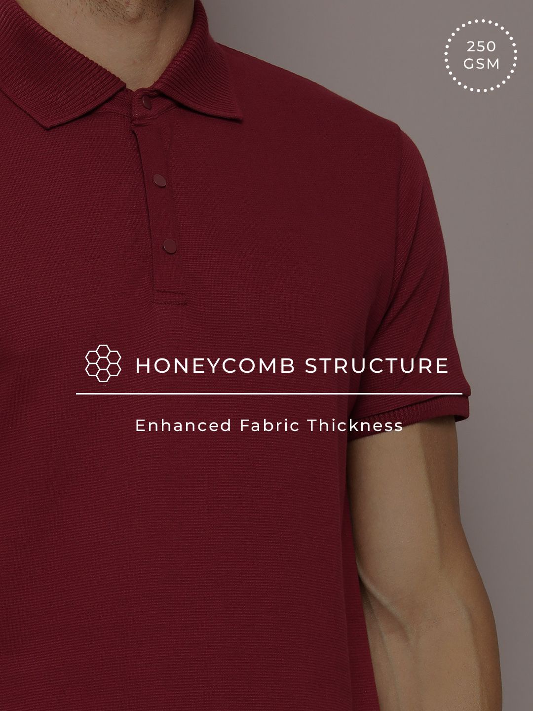 DILLINGER Men Polo Collar Honeycomb Structure T-shirt