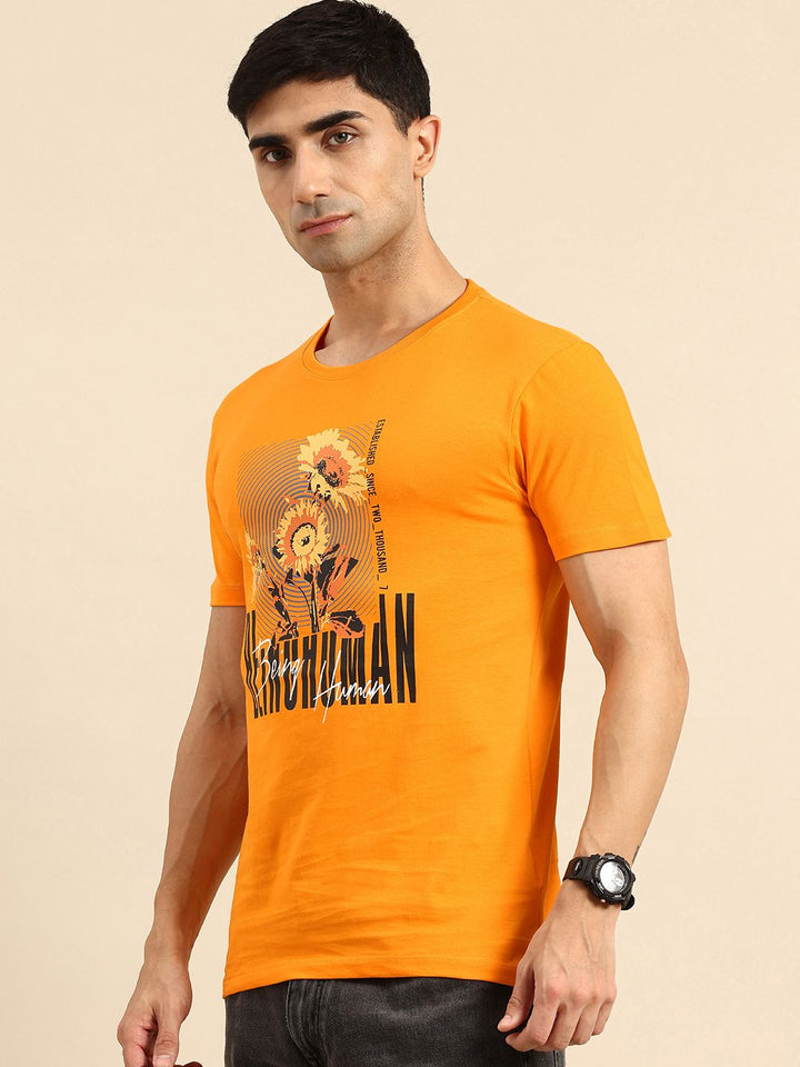 Being Human Pure Cotton Floral Printed Slim Fit T-shirt