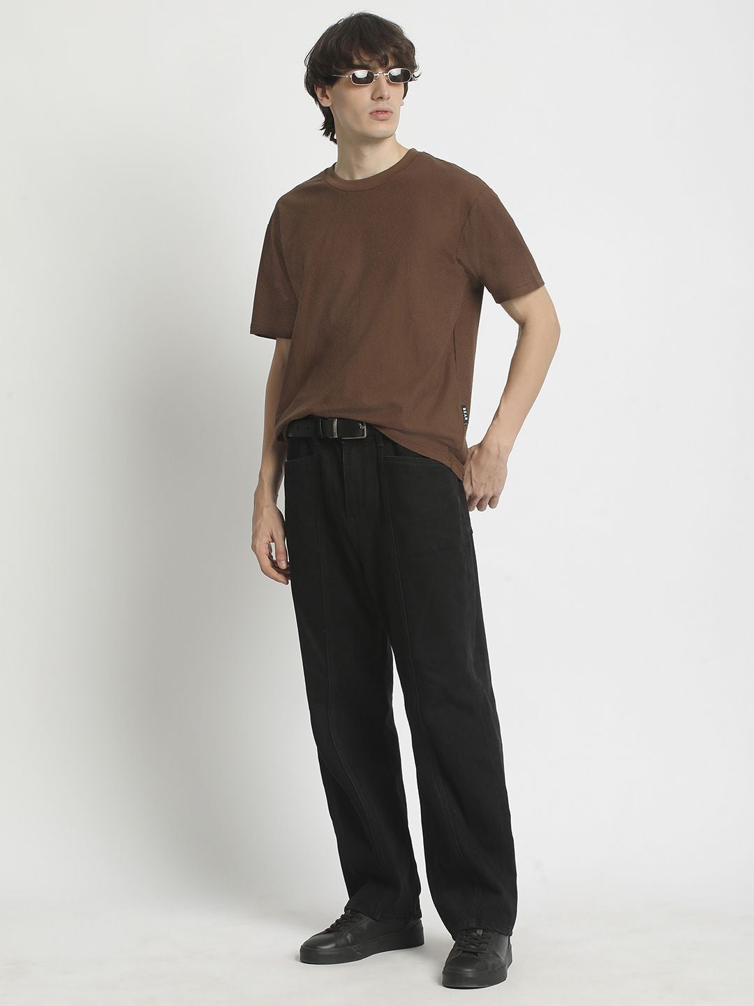 THE BEAR HOUSE Men Solid Drop-Shoulder Sleeves Tshirt