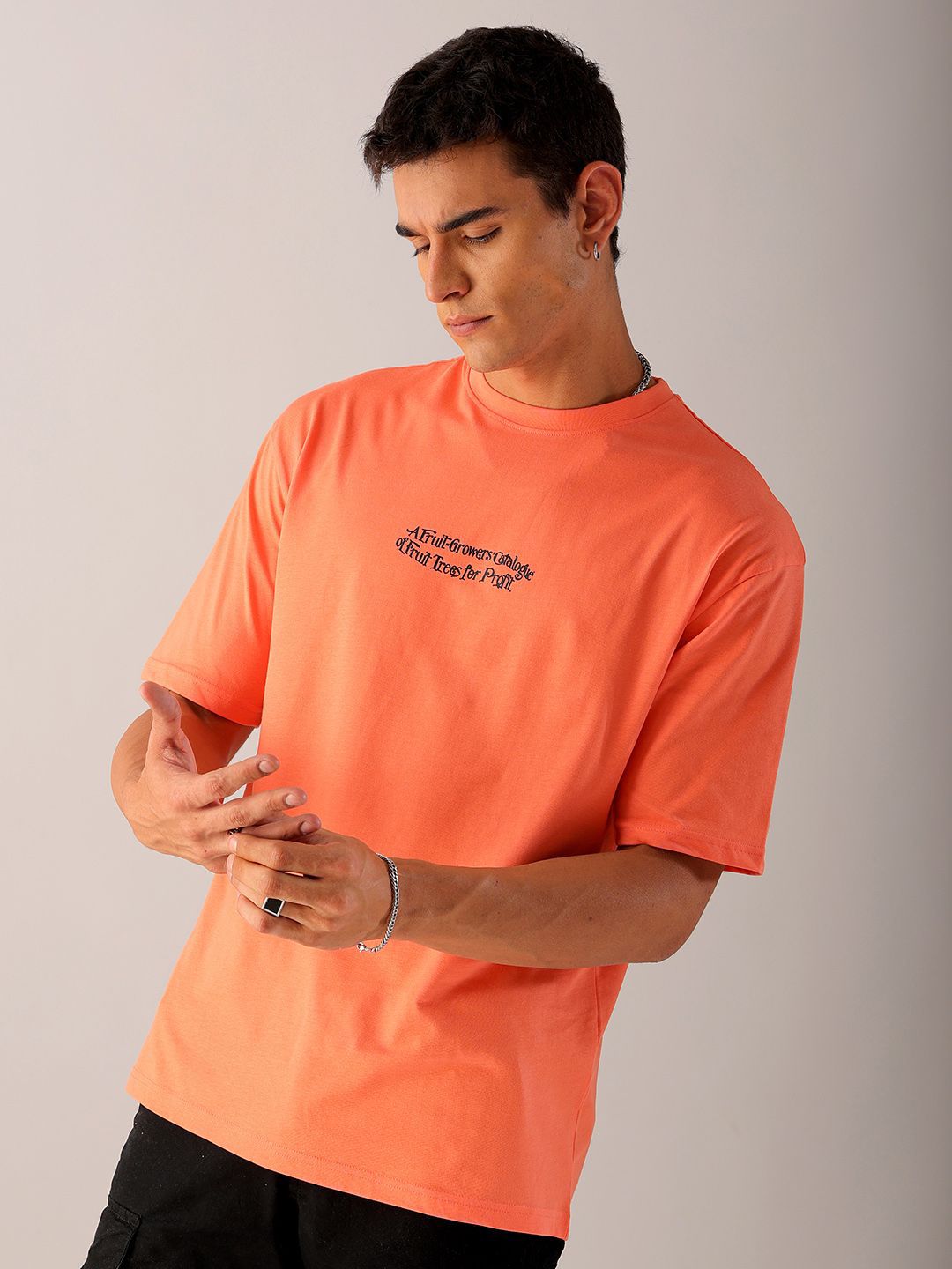 The Indian Garage Co Men Back Printed Boxy Oversized Round Neck T-shirt