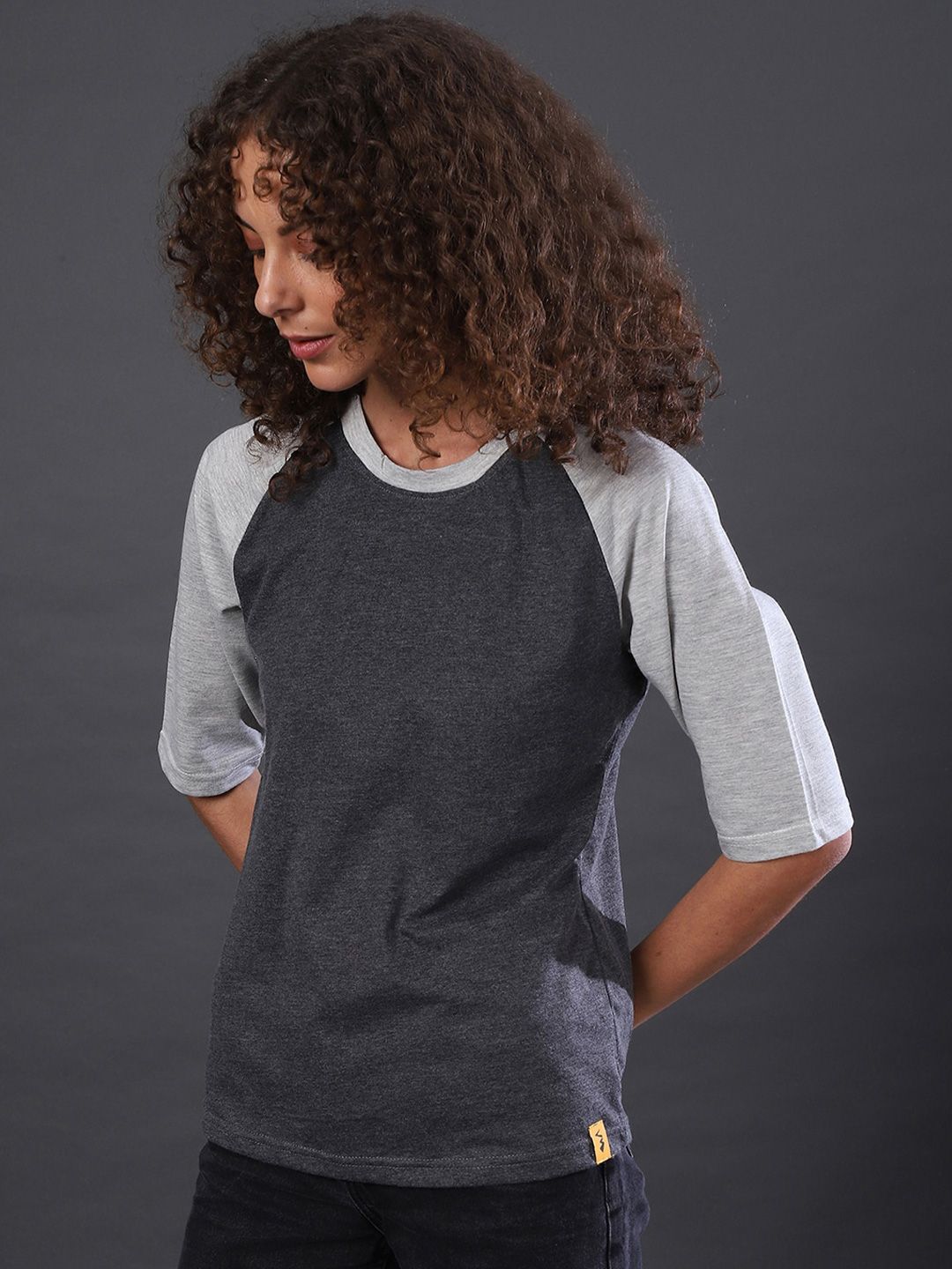 Campus Sutra Charcoal Grey Regular Top