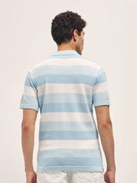 THE BEAR HOUSE Men Striped Polo Collar Cotton Slim Fit T-shirt