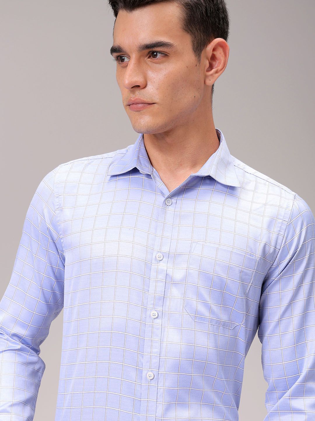 The Indian Garage Co. X Luxe Men Spread Collar Gingham Checked Slim Fit Formal Shirt