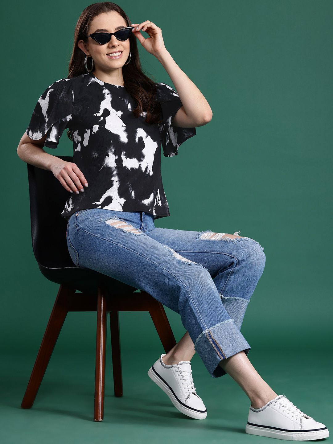 DressBerry Print Flared Sleeve Top