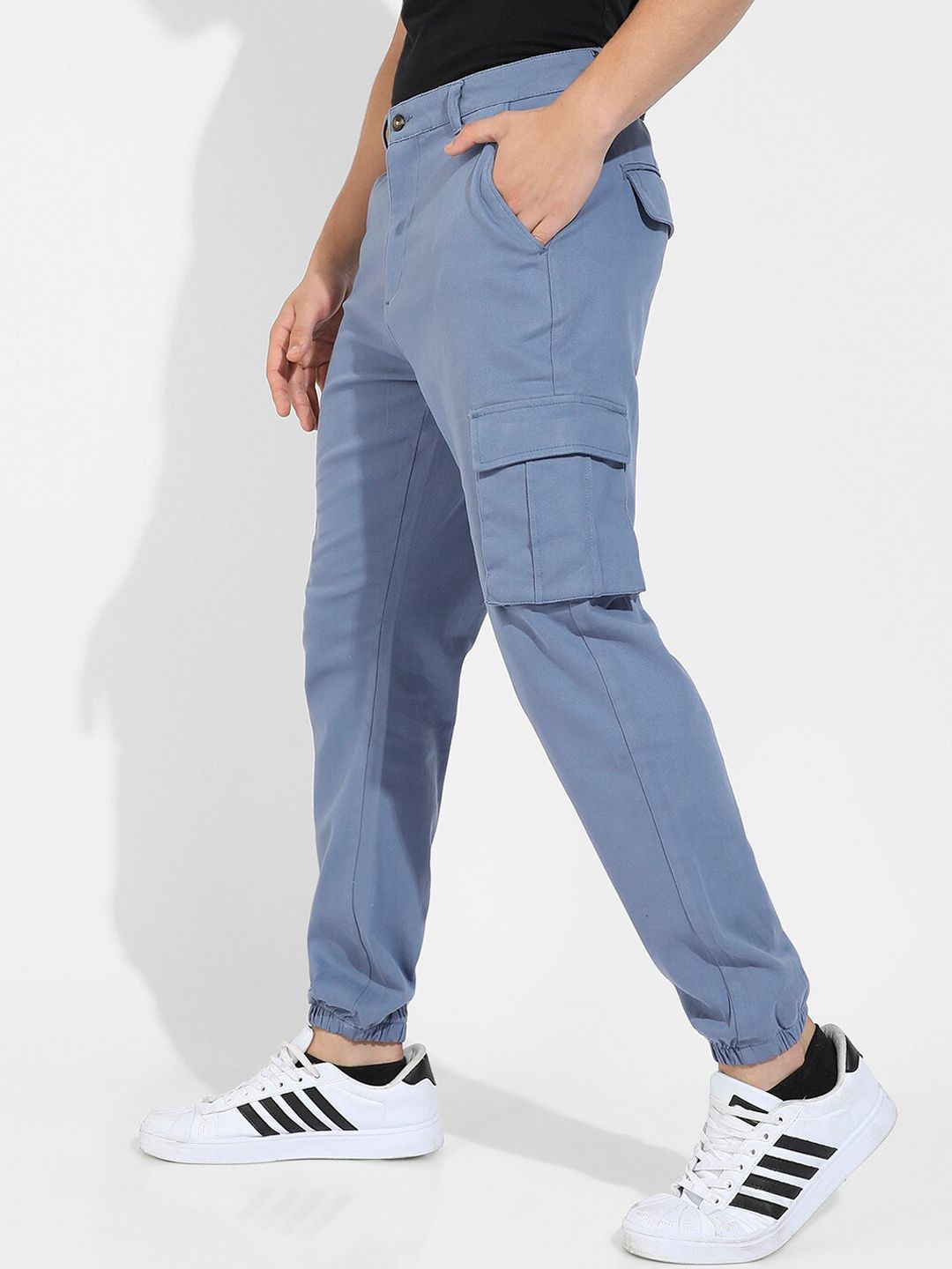 Campus Sutra Men Blue Relaxed Easy Wash Cargo Trousers