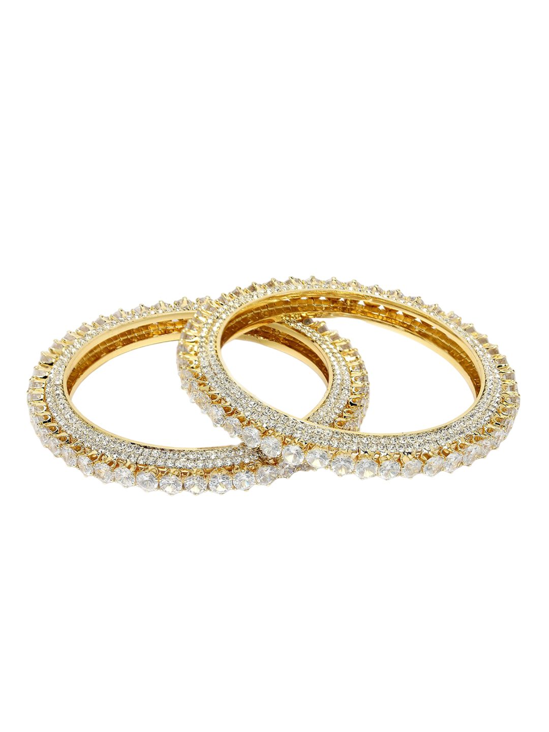 KARATCART Set Of 2 Gold-Plated AD  Bangle