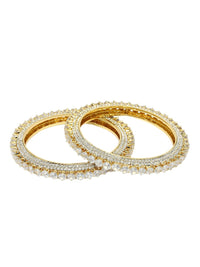 KARATCART Set Of 2 Gold-Plated AD  Bangle