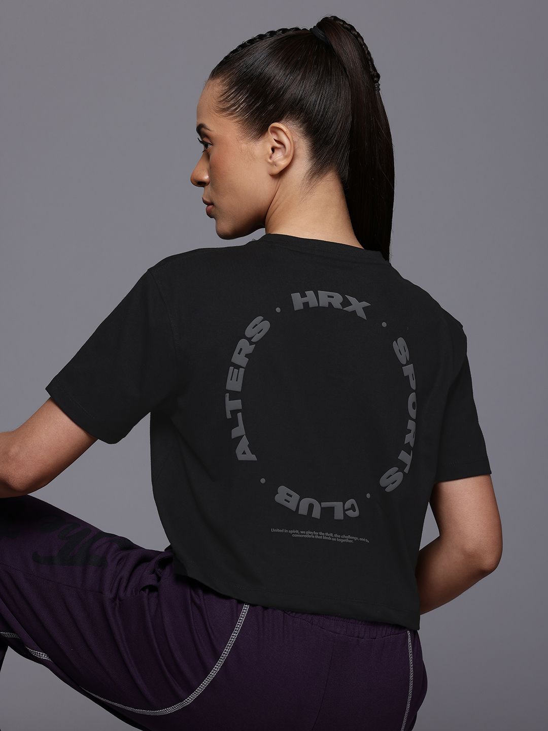 HRX by Hrithik Roshan Lifestyle Typography Print Crop T-shirt