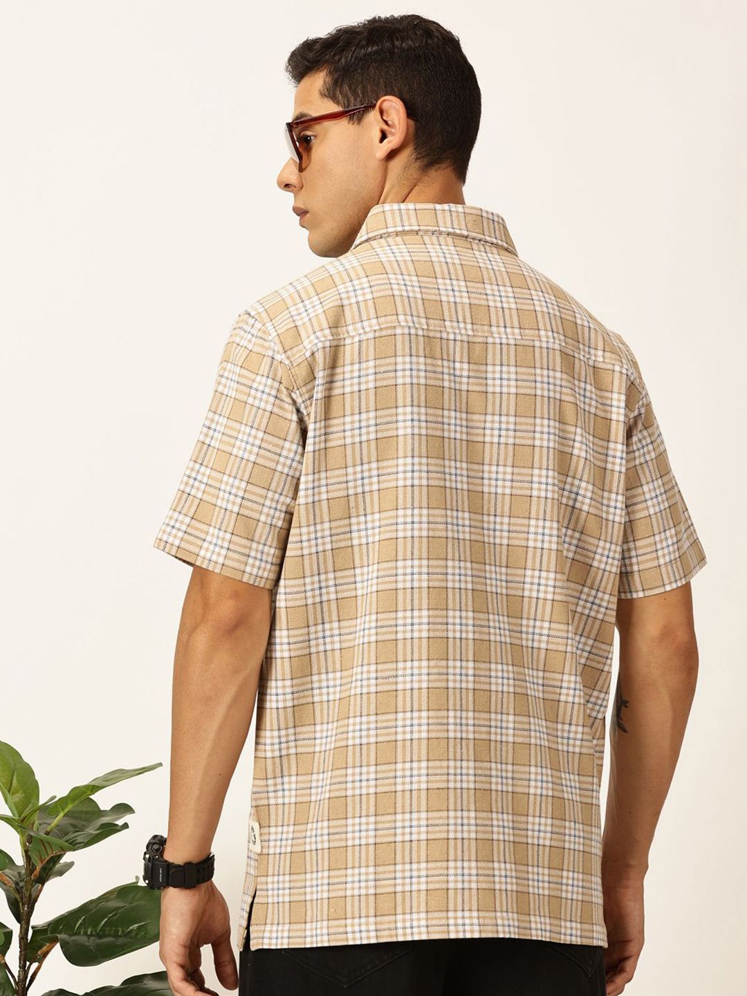 Thomas Scott Men Premium Tartan Checks Casual Oversized Shirt