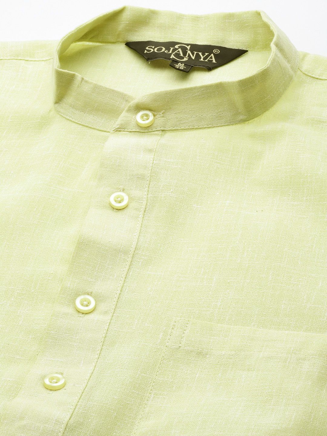 SOJANYA Mandarin Collar Cotton Linen Pastel Kurta
